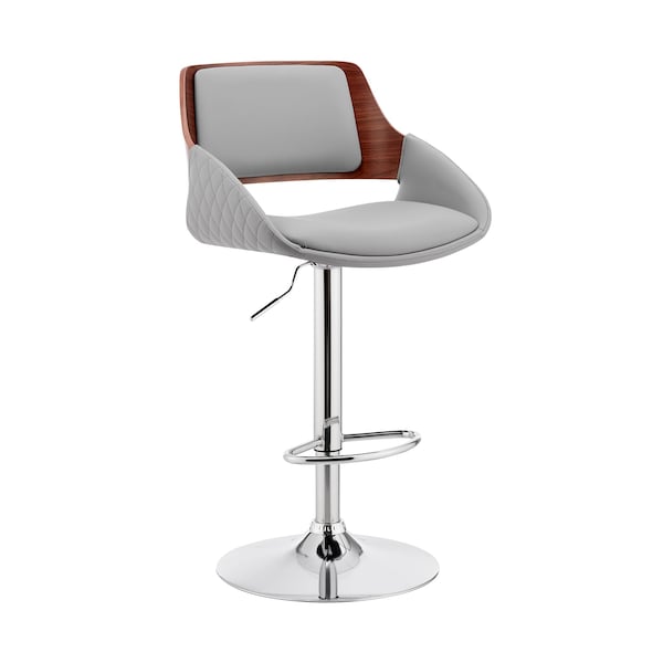 Armen Living Colby Adjustable Gray Faux Leather and Chrome Finish Bar Stool LCCYBAWAGR - main